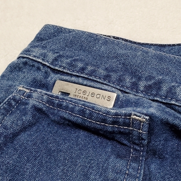 VINTAGE 90s Iceberg Italian Glitter Mod Wash Extra High Rise Loose Fit Jeans 38 - Picture 4 of 12